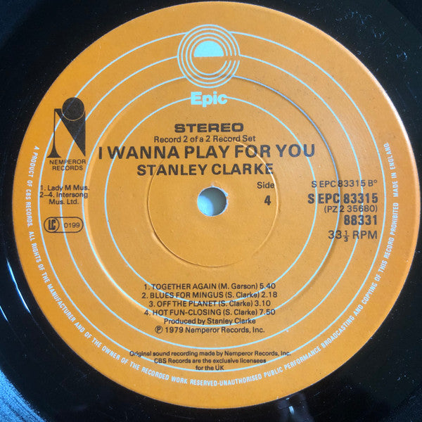 Stanley Clarke : I Wanna Play For You (2xLP, Album, Gat)
