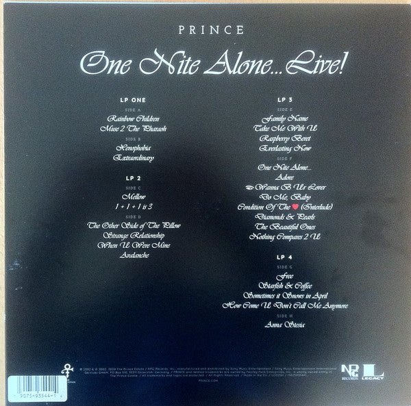 Prince : One Nite Alone... Live! (4xLP, Album, Ltd, Pur)