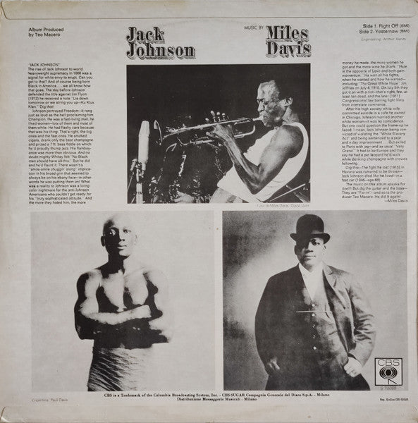 Miles Davis : Jack Johnson (Colonna Sonora Originale Del Film) (LP, Album, RE)