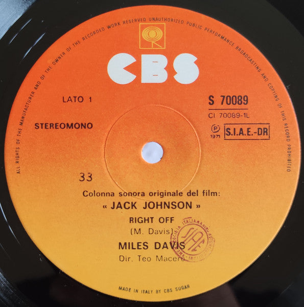 Miles Davis : Jack Johnson (Colonna Sonora Originale Del Film) (LP, Album, RE)