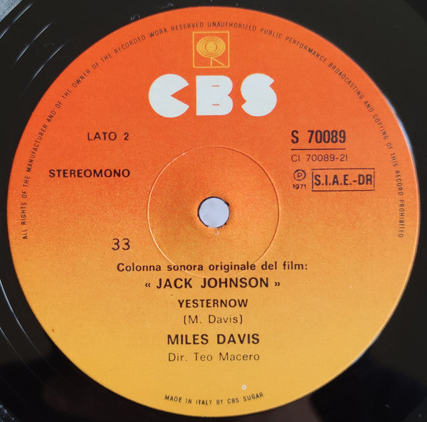 Miles Davis : Jack Johnson (Colonna Sonora Originale Del Film) (LP, Album, RE)