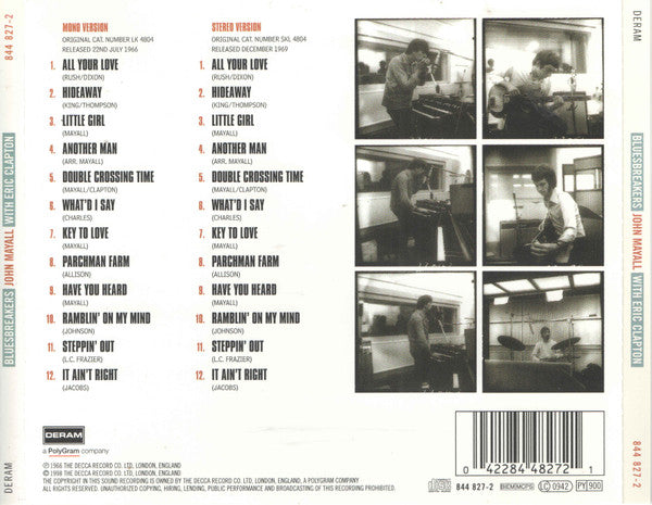 John Mayall With Eric Clapton : Blues Breakers (CD, Album, Mono, RE, RM)