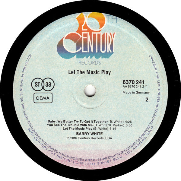 Barry White : Let The Music Play (LP, Album)