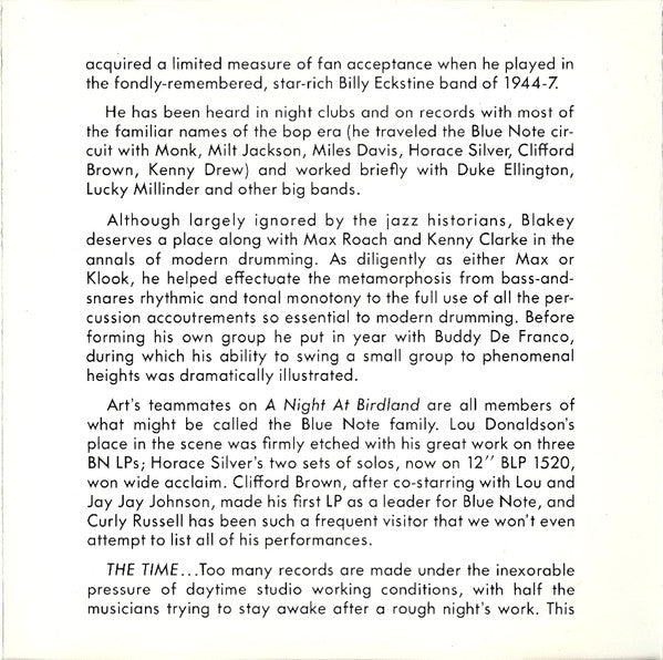 Art Blakey Quintet : A Night At Birdland • Volume 1 (CD, Album, Mono, RE)