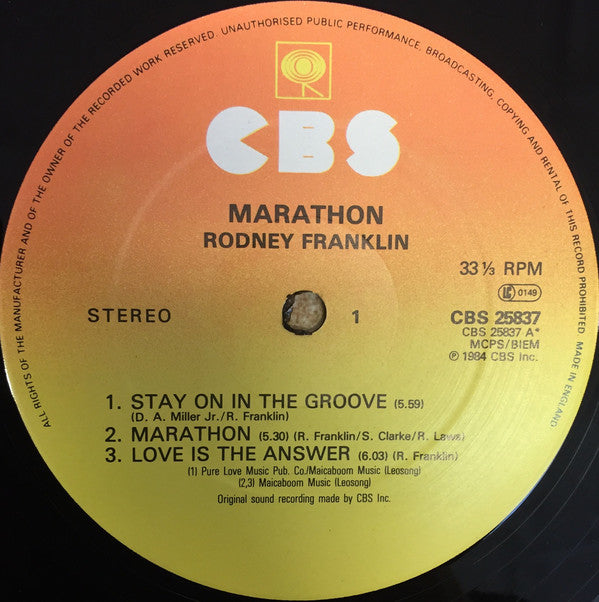 Rodney Franklin : Marathon (LP, Album)