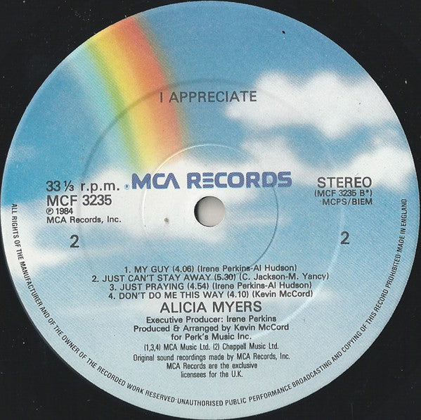 Alicia Myers : I Appreciate (LP, Album)