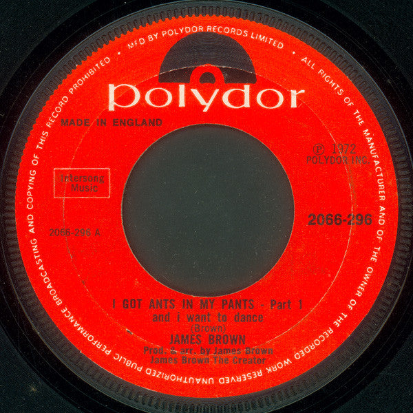 James Brown : I Got Ants In My Pants And I Want To Dance - Part 1 (7", Single, Pap)