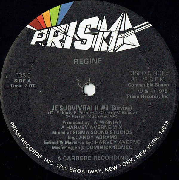 Régine : Je Survivrai = I Will Survive (12", Single)