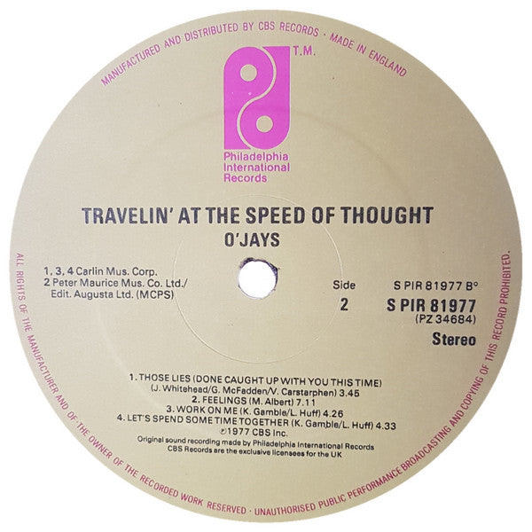 The O'Jays : Travelin' At The Speed Of Thought (LP, Album)