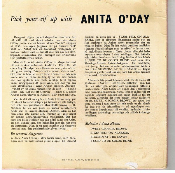 Anita O'Day : Pick Yourself Up With Anita O'Day 1 (7", EP)