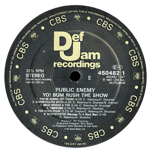 Public Enemy : Yo! Bum Rush The Show (LP, Album)