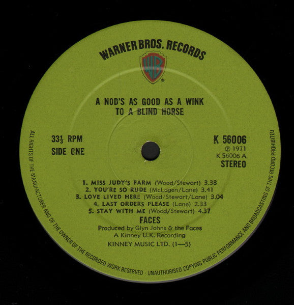 Faces (3) : A Nod's As Good As A Wink...To A Blind Horse (LP, Album)