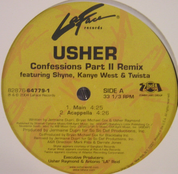 Usher Featuring Shyne, Kanye West & Twista : Confessions Part II (Remix) (12")