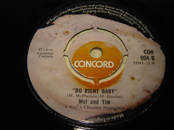 Mel & Tim : Backfield In Motion (7", Single)