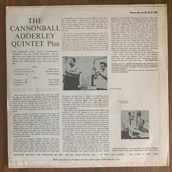 The Cannonball Adderley Quintet : Plus (LP, Album, Mono)