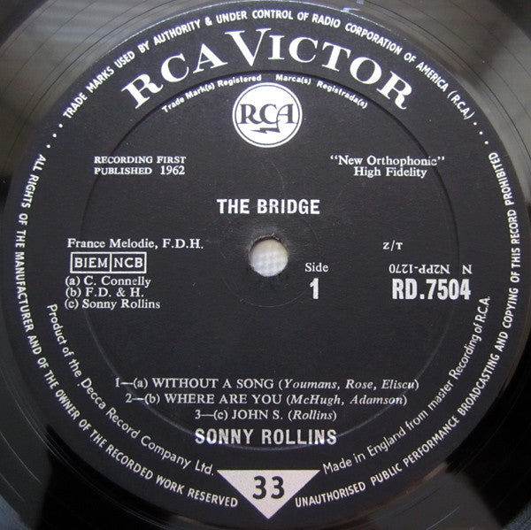 Sonny Rollins : The Bridge (LP, Album, Mono)