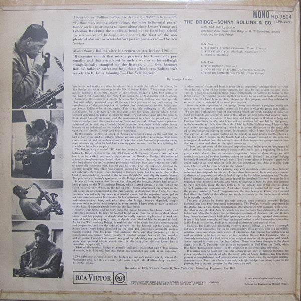 Sonny Rollins : The Bridge (LP, Album, Mono)
