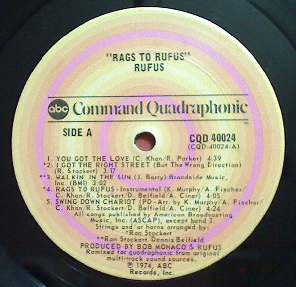Rufus Featuring Chaka Khan : Rags To Rufus (LP, Album, Quad, San)