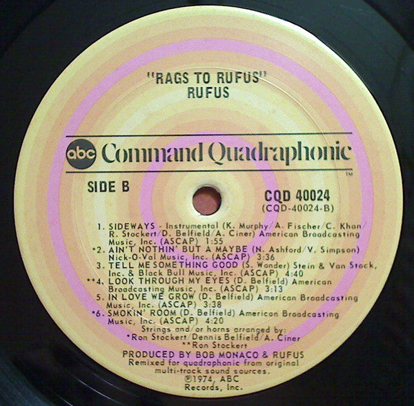 Rufus Featuring Chaka Khan : Rags To Rufus (LP, Album, Quad, San)