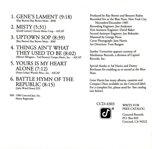 The Gene Harris Trio Plus One : The Gene Harris Trio Plus One (CD, Album)