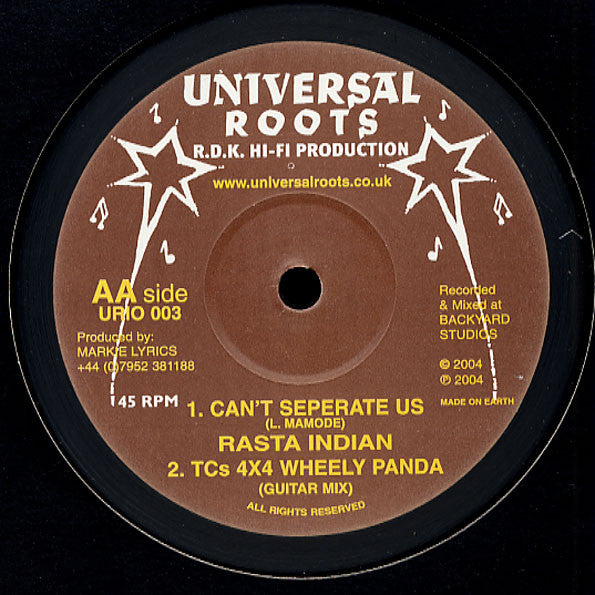 Peter Roots, RDK Hi-Fi & The Disciples (2) / Rasta Indian : Peace & Love / Can't Seperate Us (10")