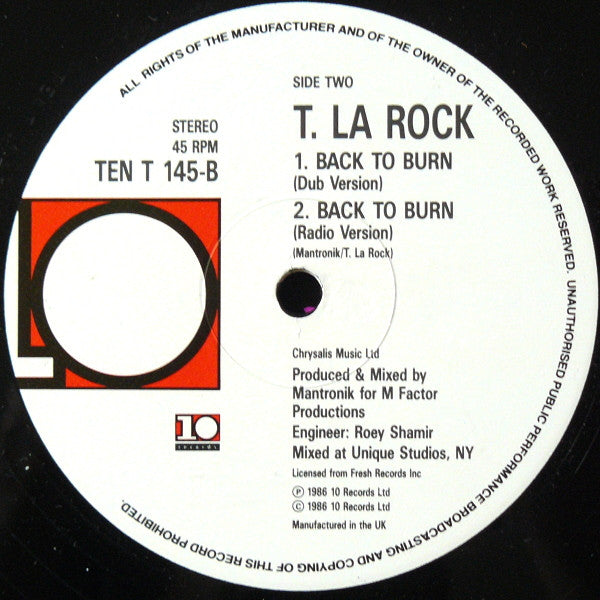 T. La Rock* : Back To Burn (12")
