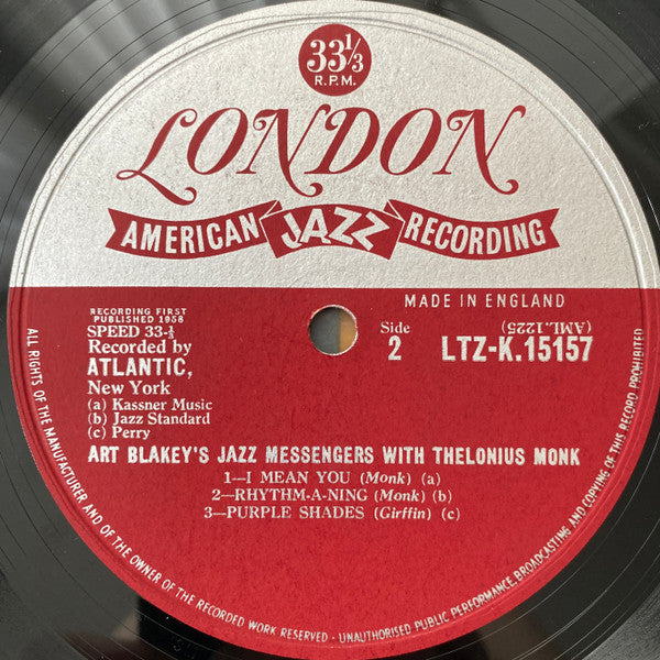 Art Blakey & The Jazz Messengers : Art Blakey's Jazz Messengers With Thelonious Monk (LP, Album, Mono)