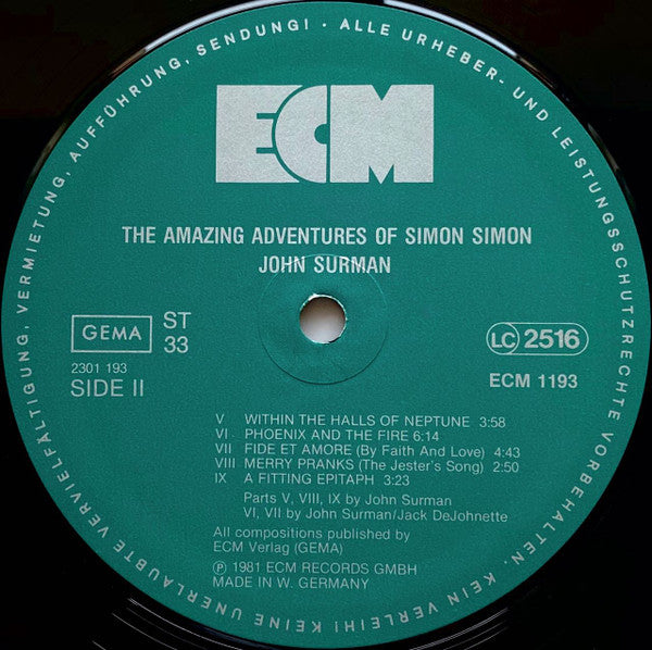 John Surman : The Amazing Adventures Of Simon Simon (LP, Album)