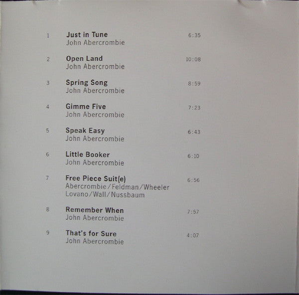 John Abercrombie : Open Land (CD, Album, RE)