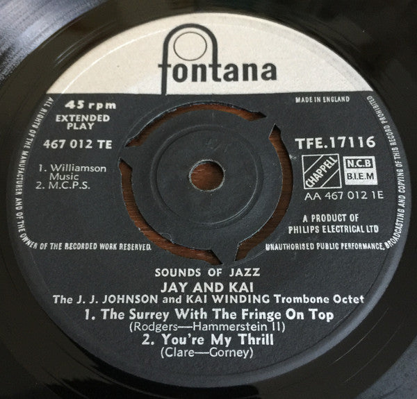 The J.J. Johnson And Kai Winding Trombone Octet : Jay And Kai - Sounds Of Jazz (7", EP)