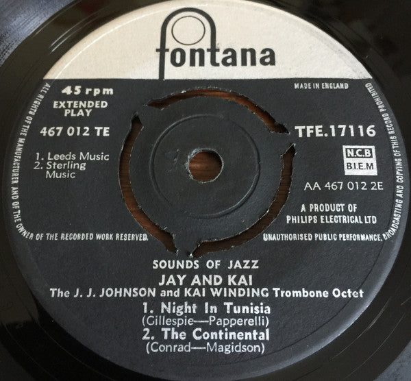 The J.J. Johnson And Kai Winding Trombone Octet : Jay And Kai - Sounds Of Jazz (7", EP)