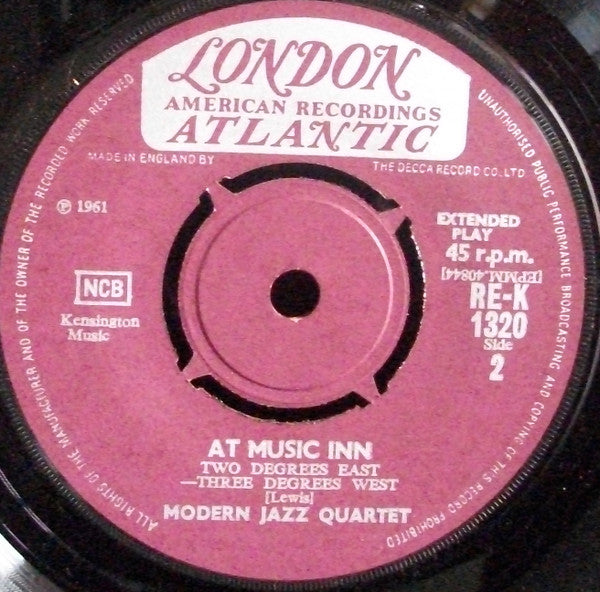 The Modern Jazz Quartet : The Modern Jazz Quartet At Music Inn (7", EP, Mono)