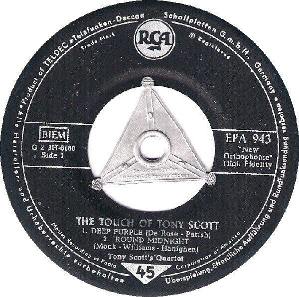 Tony Scott's Quartet* : The Touch Of Tony Scott ('Round About Midnight) (7", EP, Top)