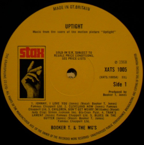 Booker T & The MG's : Up Tight (Music From The Score Of The Motion Picture) (LP, Album, Mono)