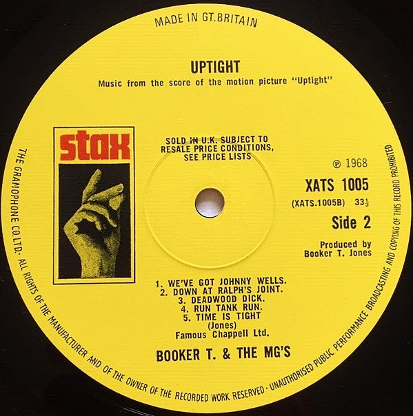 Booker T & The MG's : Up Tight (Music From The Score Of The Motion Picture) (LP, Album, Mono)