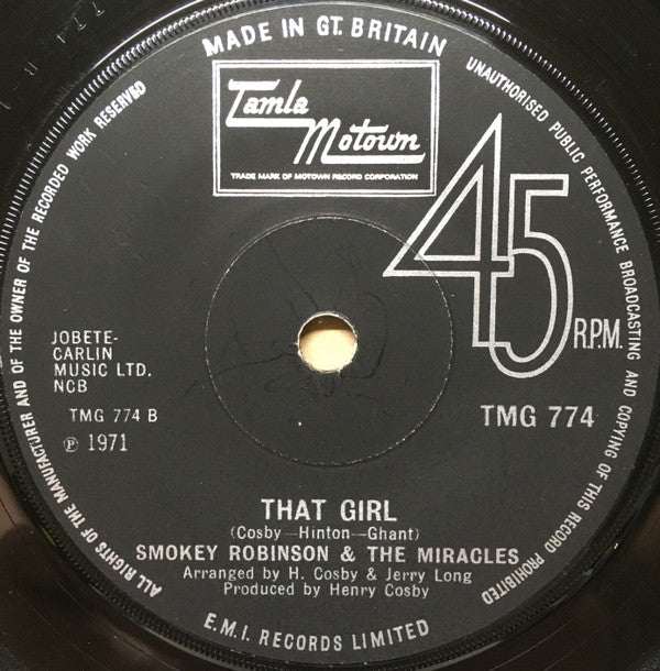 The Miracles : I Don't Blame You At All (7", Single, Sol)