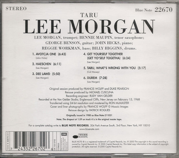 Lee Morgan : Taru (CD, Album, Ltd, RE, RM)