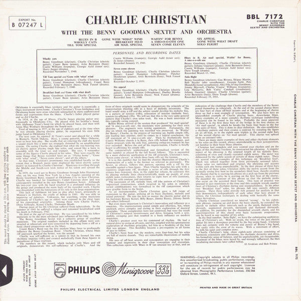 Charlie Christian With Benny Goodman Sextet And Benny Goodman And His Orchestra : With The Benny Goodman Sextet And Orchestra (LP, Comp)