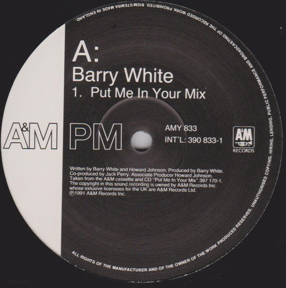 Barry White : Put Me In Your Mix (12")
