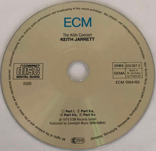 Keith Jarrett : The Köln Concert (CD, Album, RE, PMD)