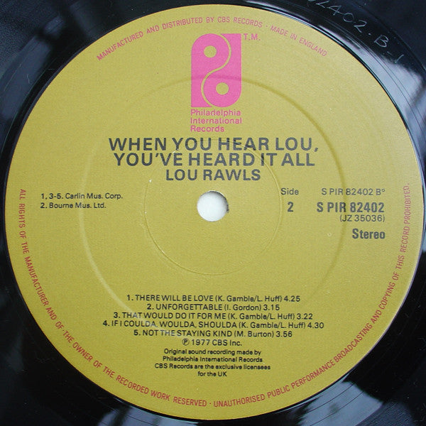 Lou Rawls : When You Hear Lou, You've Heard It All (LP, Album)