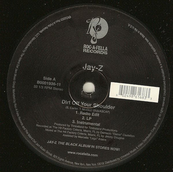 Jay-Z : Dirt Off Your Shoulder / Encore (12")
