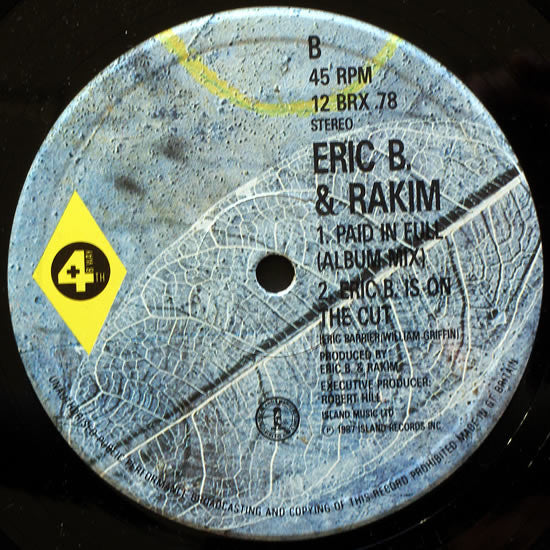 Eric B. & Rakim : Paid In Full (Derek B.'s Urban Respray) (12")