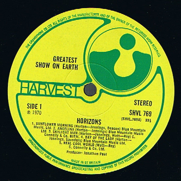 The Greatest Show On Earth : Horizons (LP, Album, Gat)