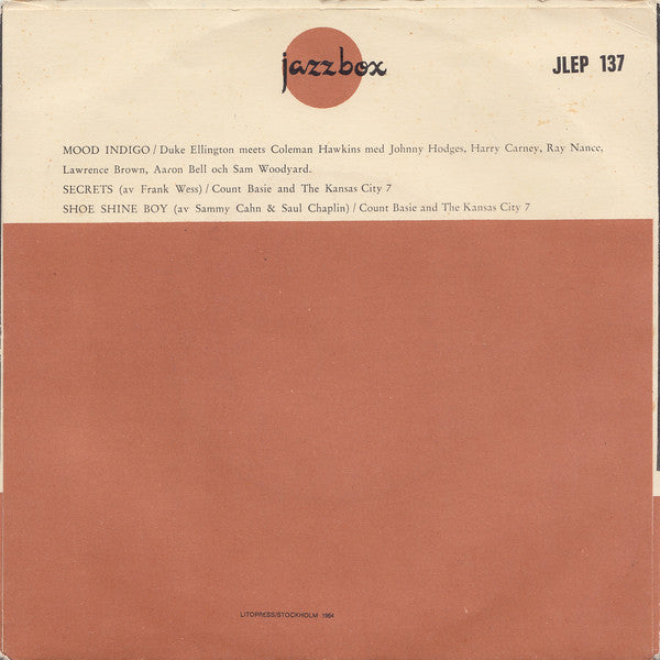 Duke Ellington Meets Coleman Hawkins / Count Basie And The Kansas City 7 : Mood Indigo / Secrets / Shoe Shine Boy (7", EP)