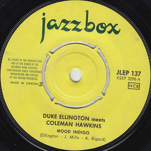 Duke Ellington Meets Coleman Hawkins / Count Basie And The Kansas City 7 : Mood Indigo / Secrets / Shoe Shine Boy (7", EP)