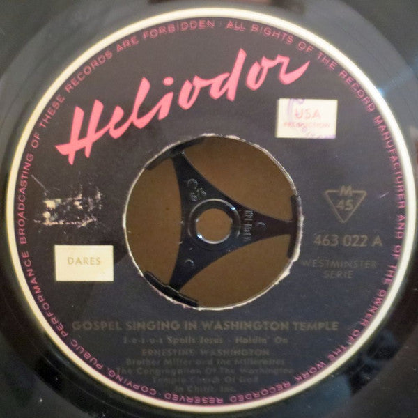 Ernestine Washington & Brother Miller And The Milleraires : Gospel Singing In Washington Temple (7", EP)