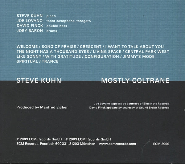 Steve Kuhn Trio W/ Joe Lovano : Mostly Coltrane (CD, Album)
