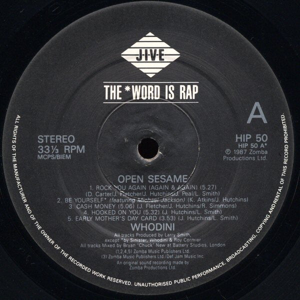 Whodini : Open Sesame (LP, Album)