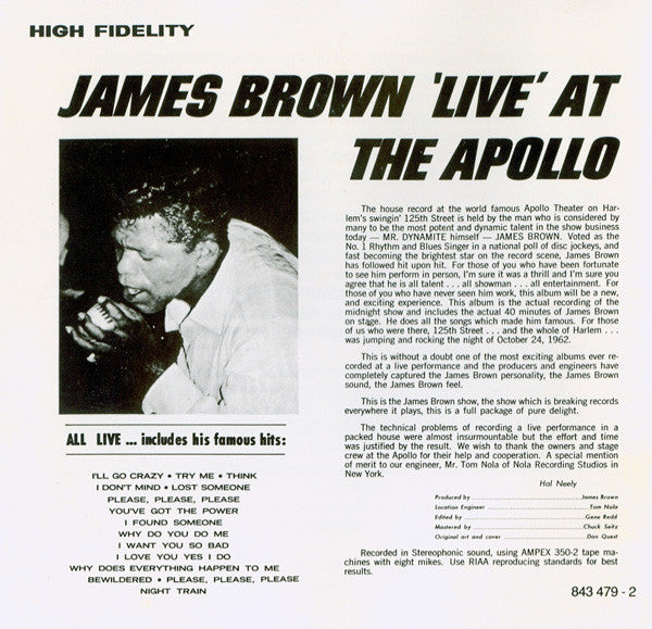 James Brown : Live At The Apollo, 1962 (CD, Album, RE, RM)